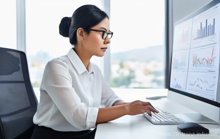 번역 프로젝트에서 발생할 수 있는 문제 해결법 - **Prompt:** A diverse, professional translator, wearing smart casual attire, sits at a modern desk w...