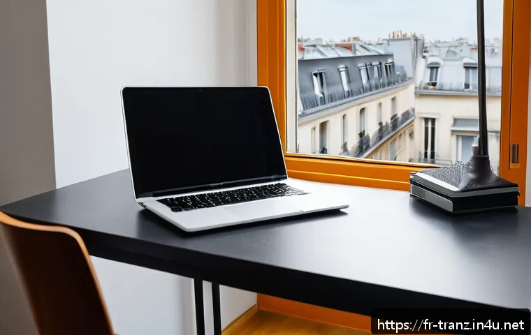번역사 초기 투자 비용과 ROI - A professional freelance translator&rsquo;s modern home office setup in Paris, featuring a sleek laptop wi...